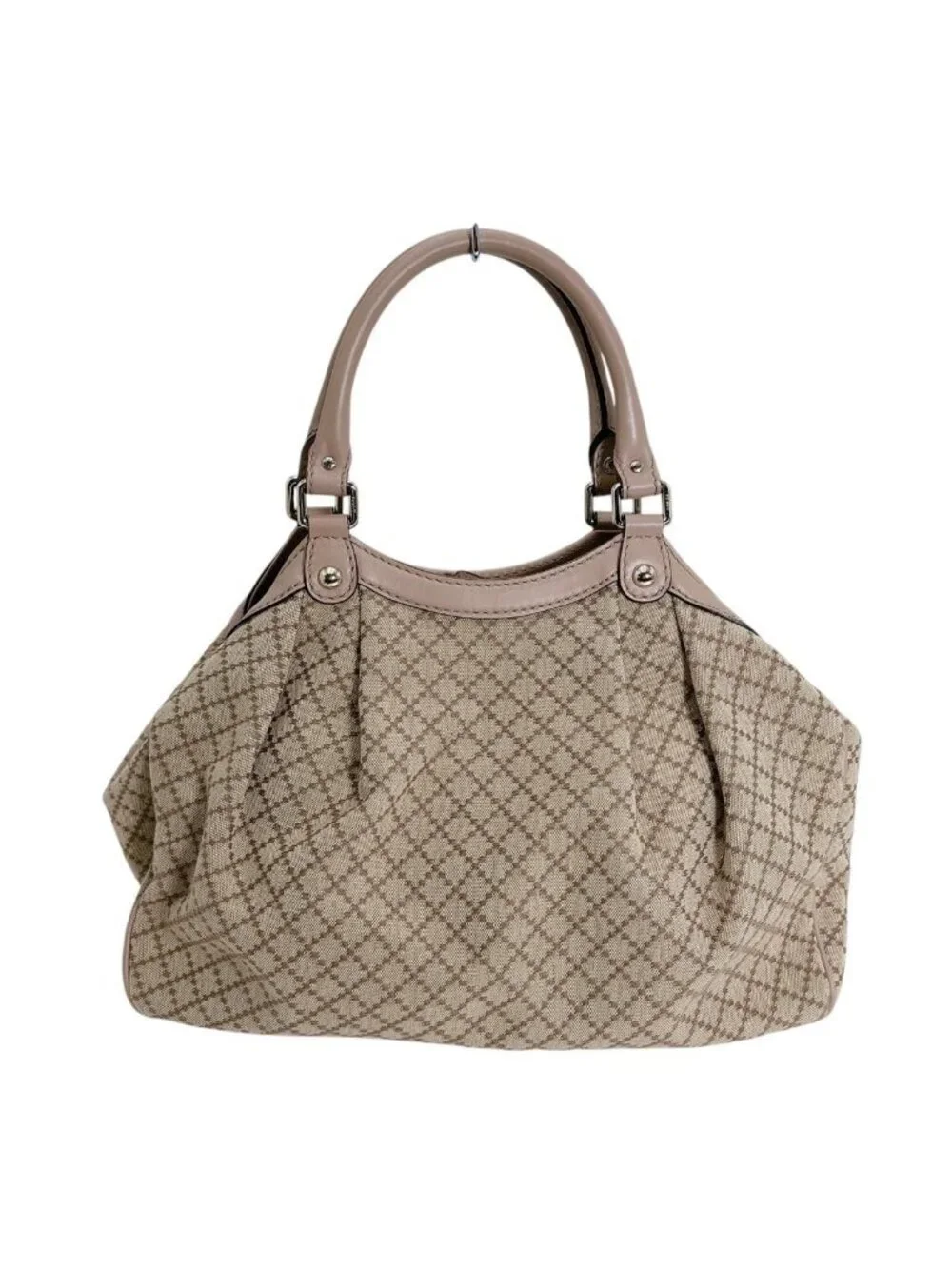 Gucci Diamante Canvas Handbag Tote Beige Brown